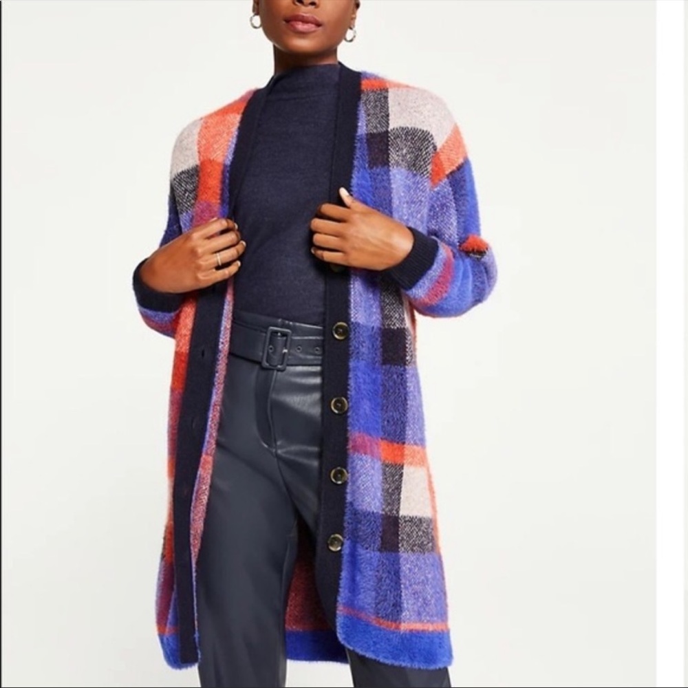 Ann Taylor plaid cardigan